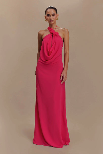 Rosalia Cowl Neck Maxi Dress Raspberry