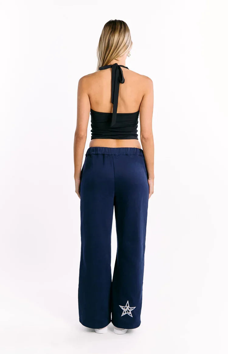 Dania Navy Leopard Star Track Pants