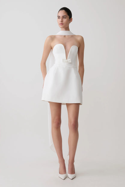 Orellia Strapless Suiting Mini Dress Ivory