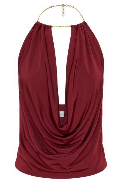 Banks Halter Neck Top With Hardware Wine