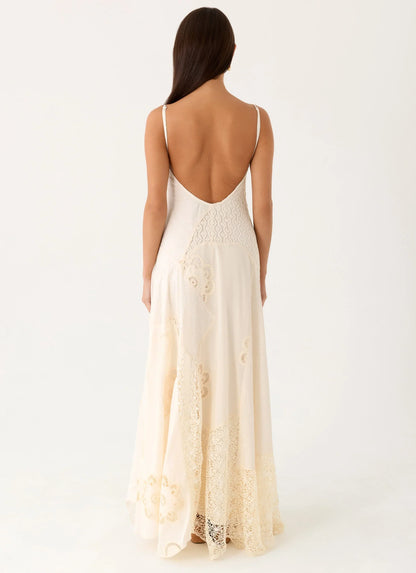 Fabienne Spliced Cotton Maxi Dress Ivory