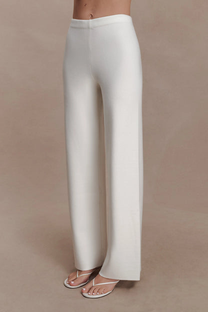 Kerrymae Straight Leg Knit Pants Off White