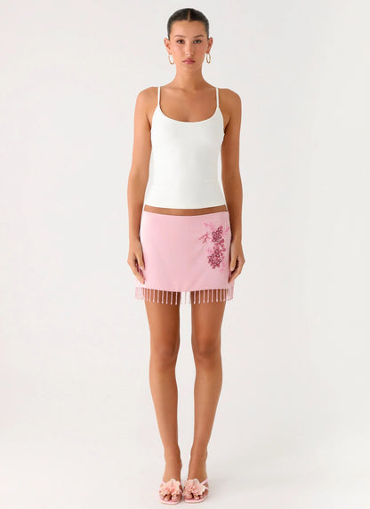 Heavenward Wrap Mini Skirt Pink