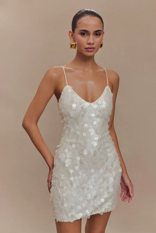 Romilly Sequin Mini Dress Ivory