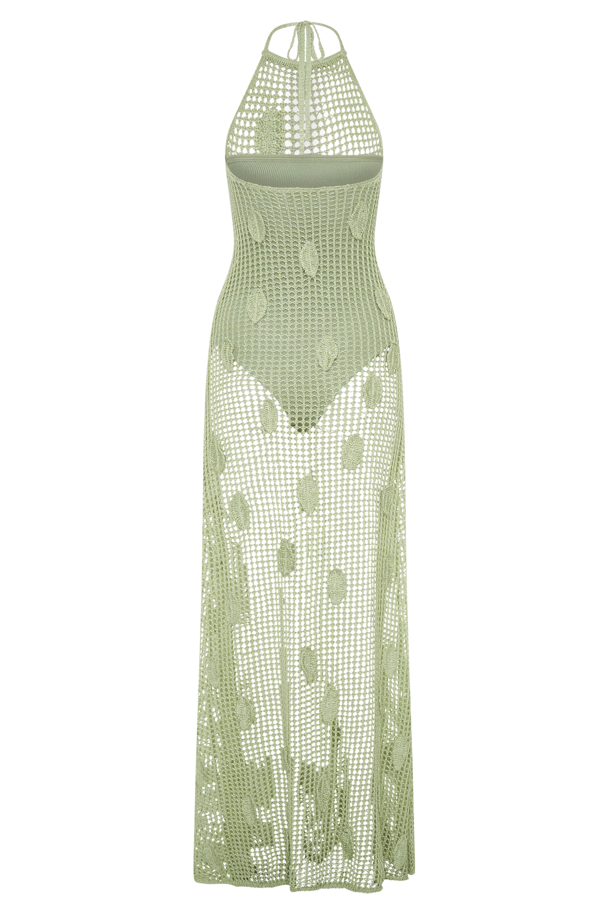 Elfie Crochet Halter Maxi Dress Pastel Green