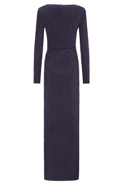Deanna Long Sleeve Diamante Maxi Dress Purple