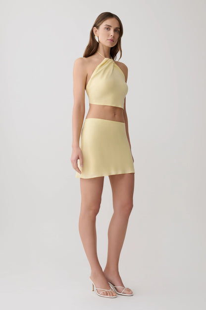 Juliana Cupro Halter Sleeveless Top Butter