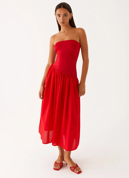 Domino Effect Midi Dress Red