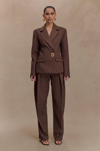 Penelope Pleated High Waisted Pants Chocolate