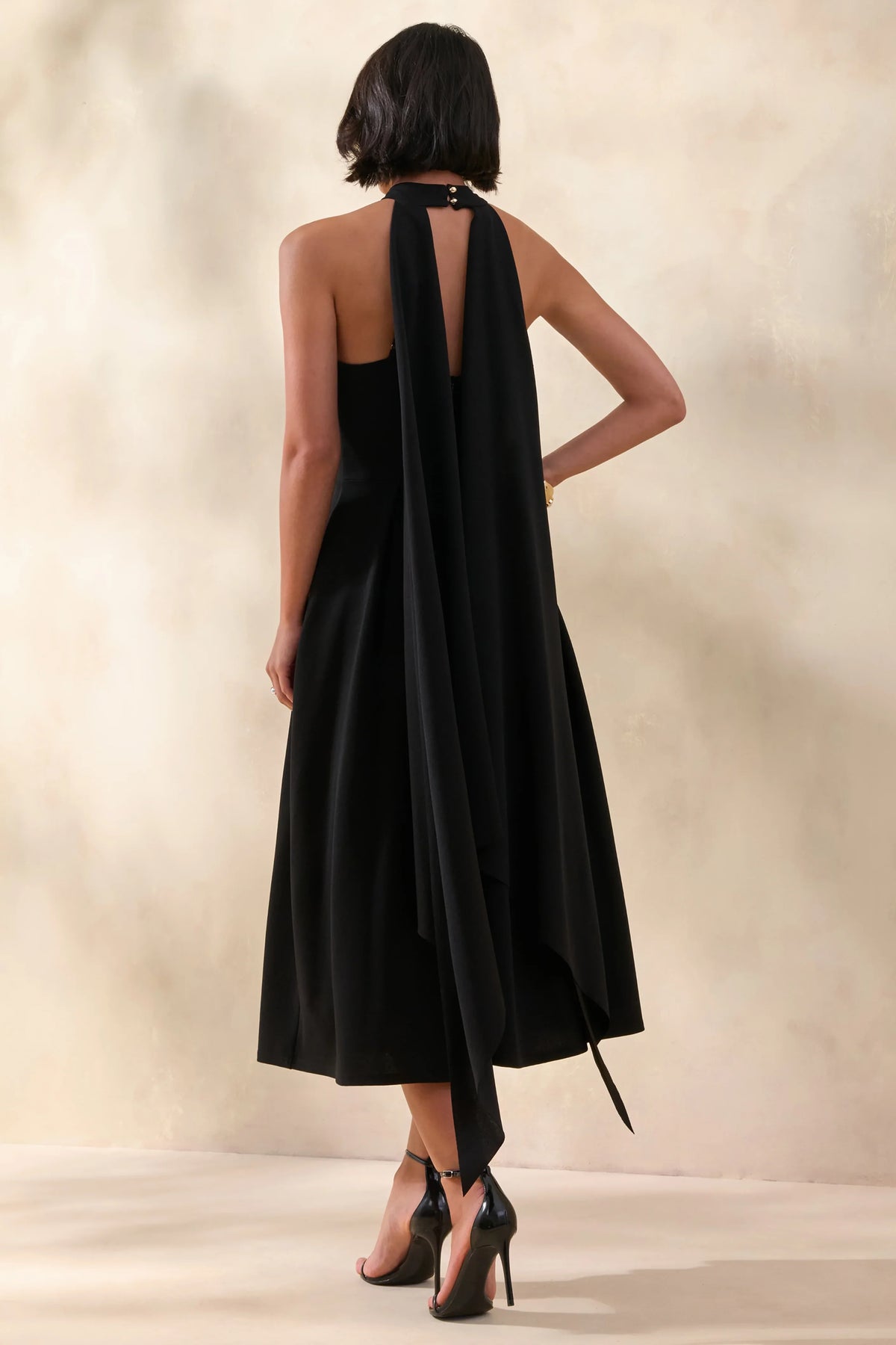 Rhode Black Halter Neck Midi Dress