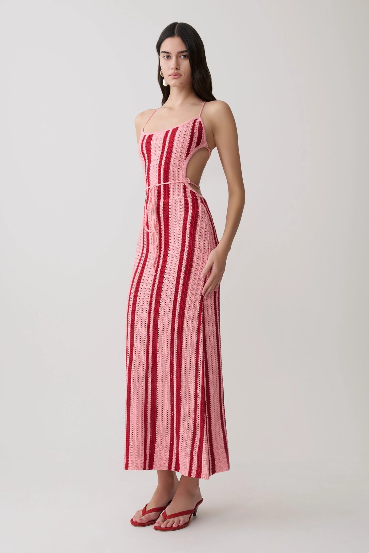 Shepherd Crochet Halter Maxi Dress Pink