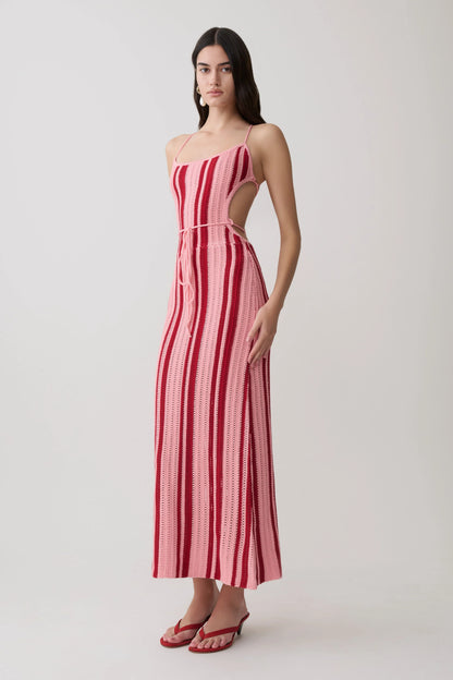 Shepherd Crochet Halter Maxi Dress Pink