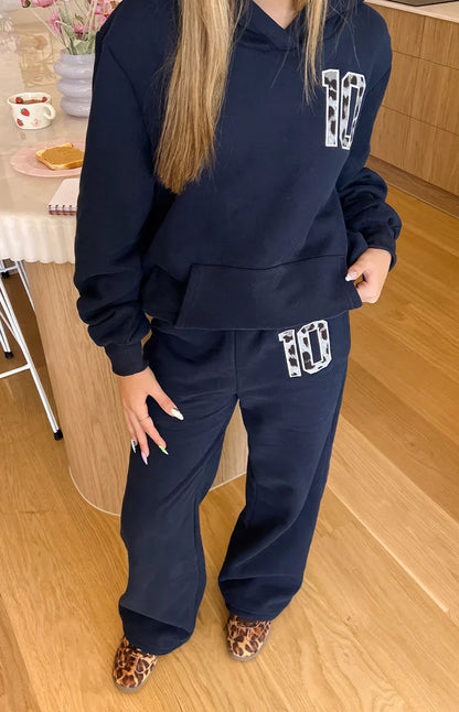 Dania Navy Leopard Star Track Pants