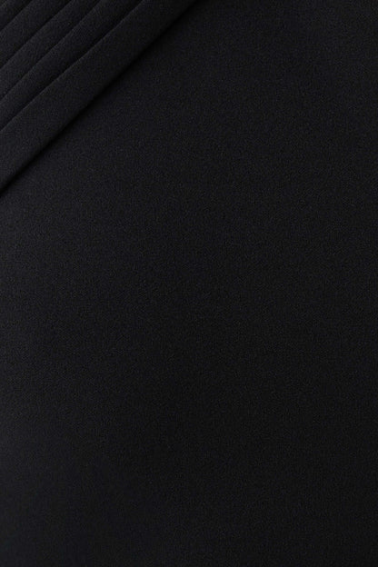 Sable Crossover Crepe Midi Dress Black