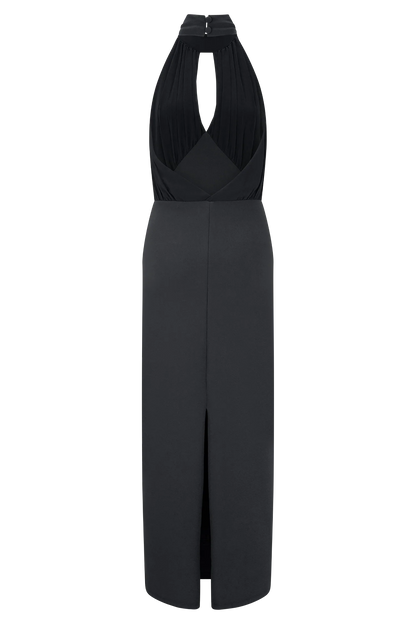Mierah Halter Midi Dress Black