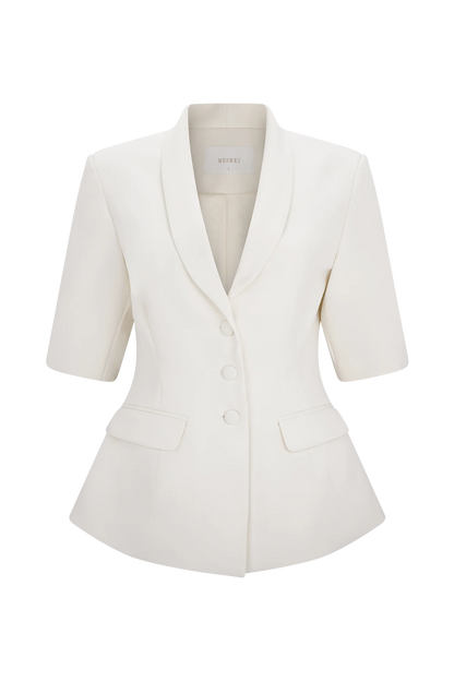 Opal Puff Sleeve Suiting Top Ivory