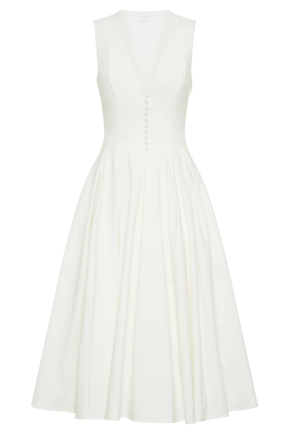 Keely Cotton Sleeveless Midi Dress White