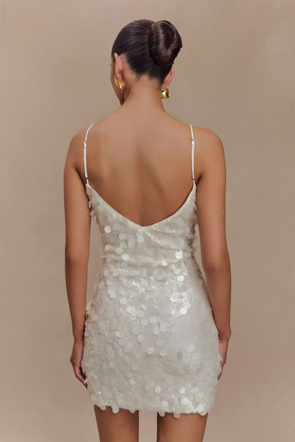 Romilly Sequin Mini Dress Ivory