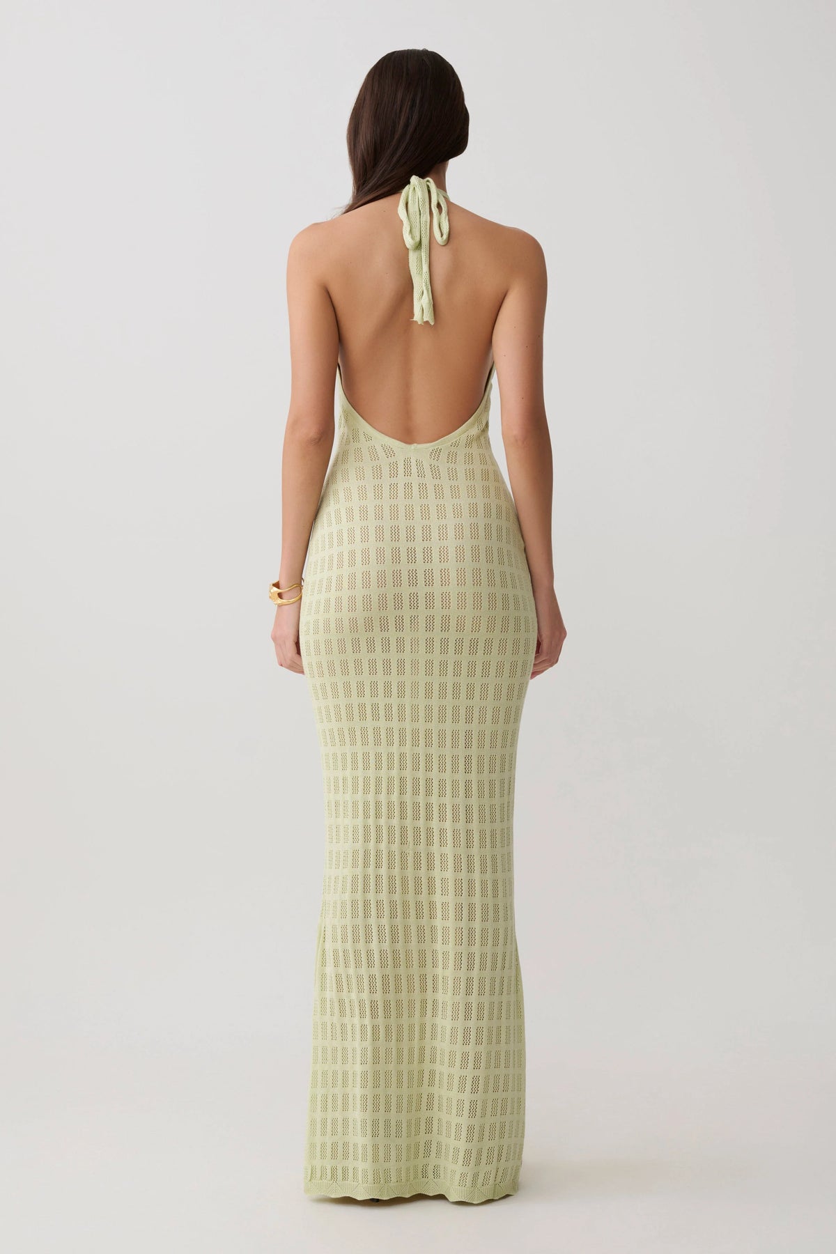 Hayley Halter Knit Maxi Dress Seafoam