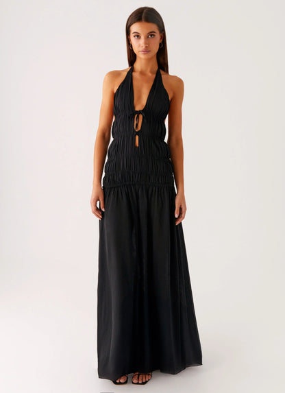 Dione Halter Maxi Dress Black