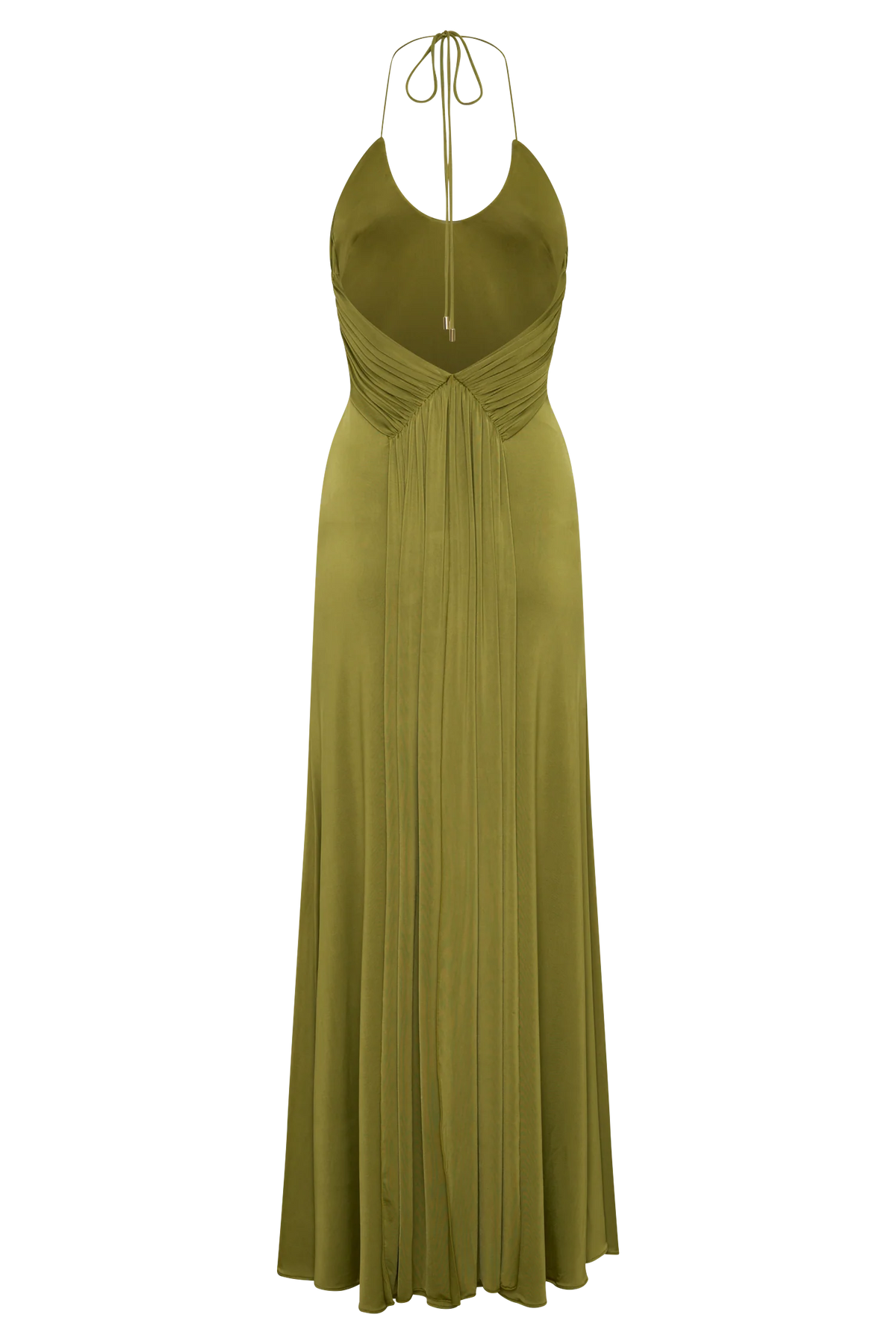 Maely Gathered Slinky Maxi Dress Olive