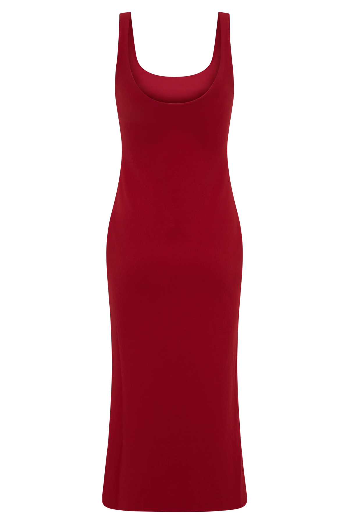 Allyra Scoop Stretch Crepe Midi Dress Red