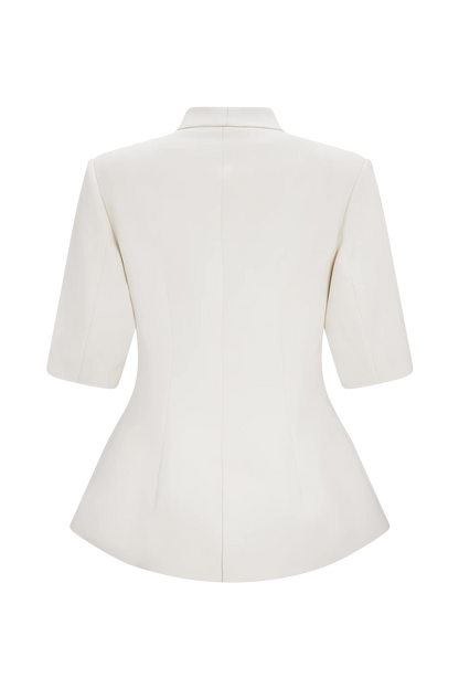 Opal Puff Sleeve Suiting Top Ivory