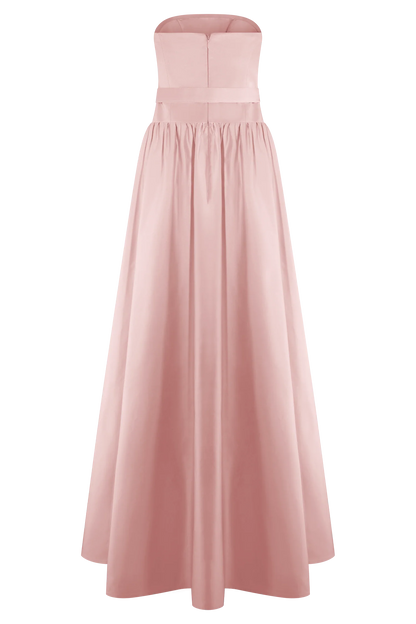 Florence Strapless Belted Maxi Dress Baby Pink