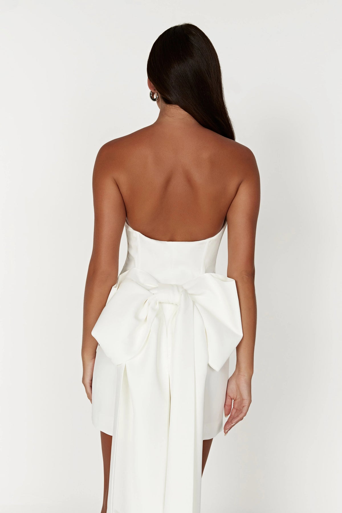 Meredith Strapless Bow Mini Dress White