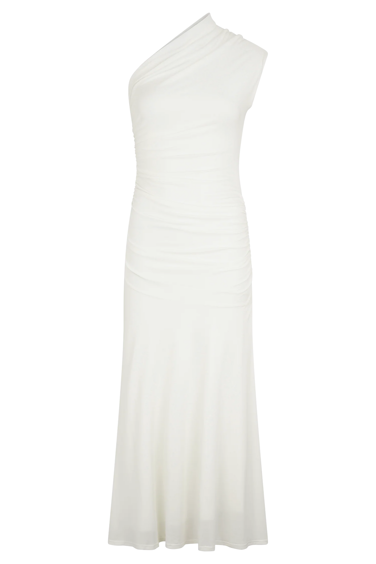 Chloe Peached Jersey One Shoulder Midi Dress Ivory