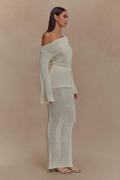 Reagan Off Shoulder Knit Top White