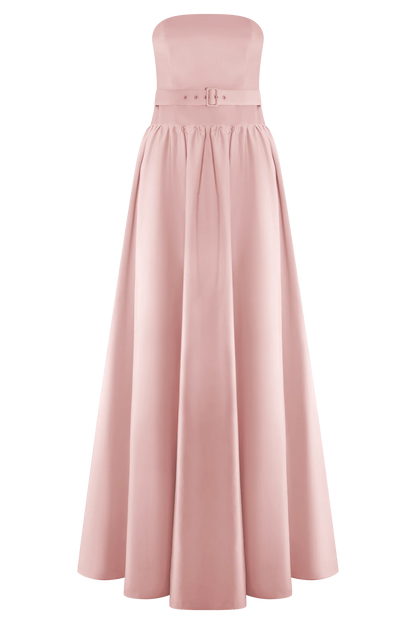 Florence Strapless Belted Maxi Dress Baby Pink