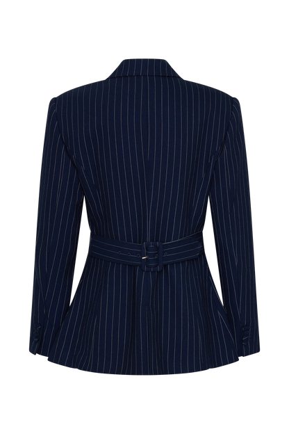 Bellamy Cinched Blazer Navy Pinstripe