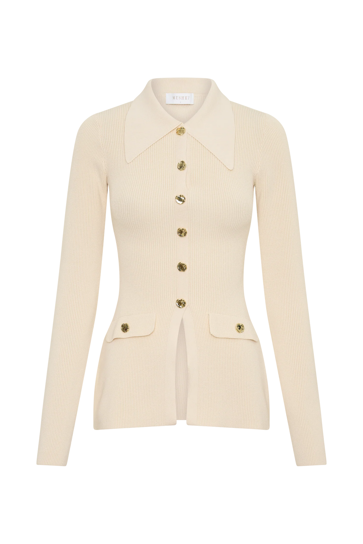 Suzie Ribbed Long Sleeve Longline Top Ivory