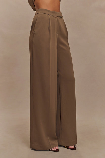 Faith Suiting Wide Leg Pant Cacao Brown