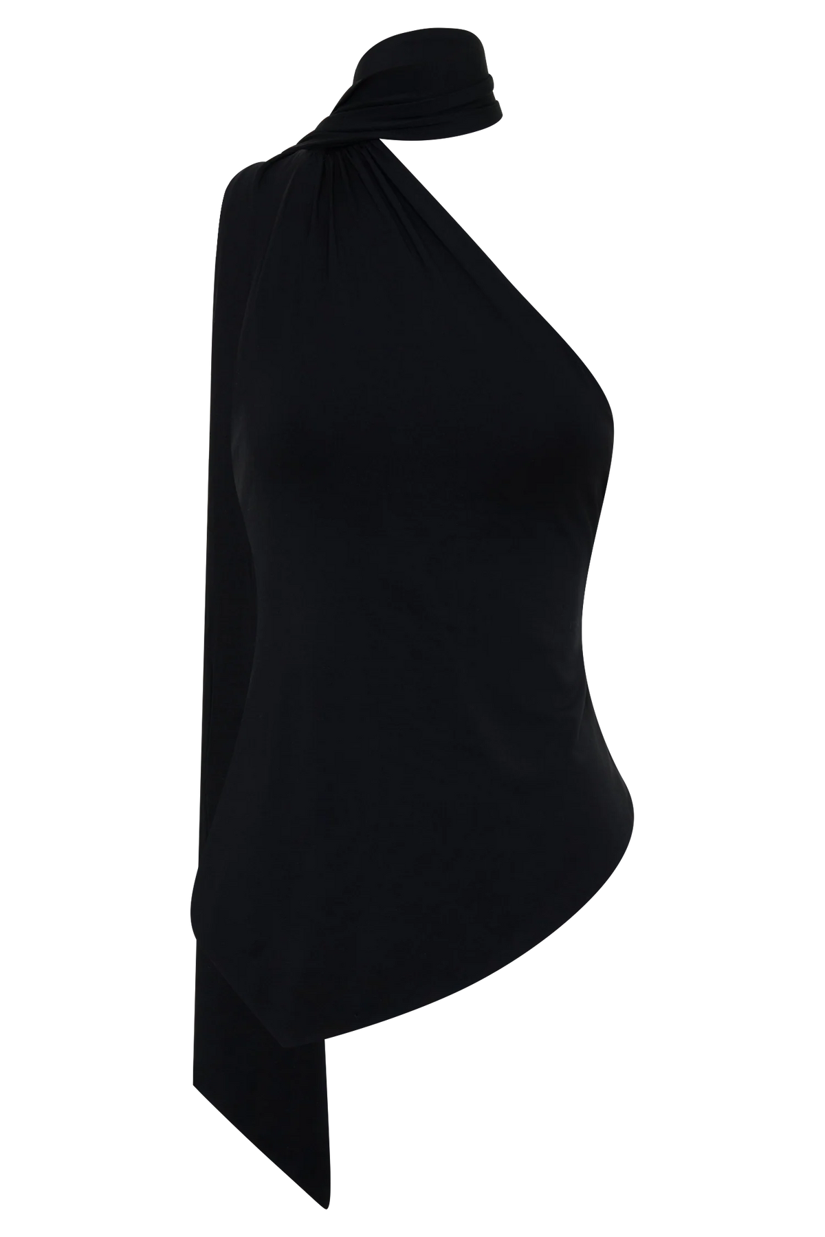Jemma One Shoulder Tie Top Black