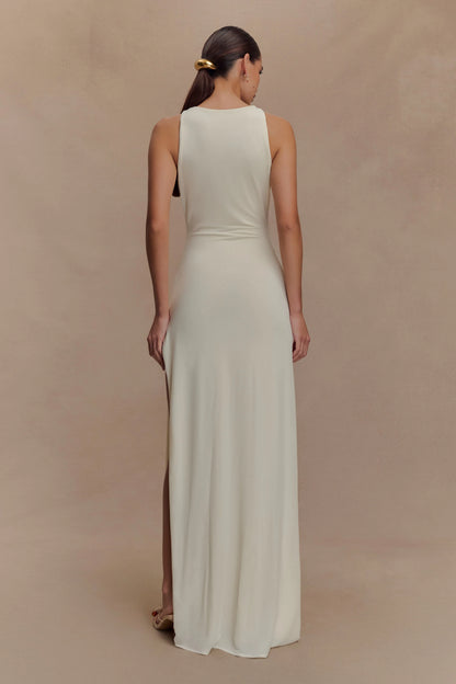 Kaiden Slinky Beaded Maxi Dress Ivory