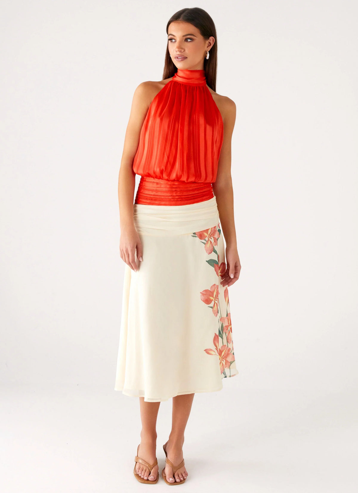 Willow Chiffon Top Coral