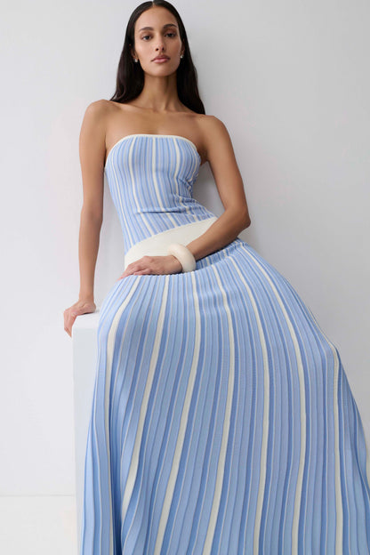 Joyce Stripe Maxi Knit Dress Blue