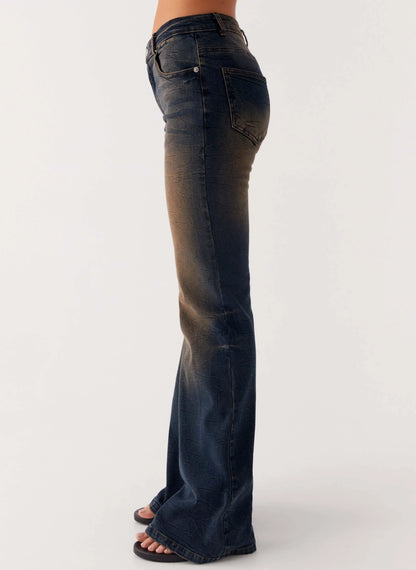 Oregon Flared Denim Jeans Dirty Black Wash