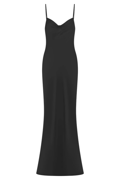 Lilly Sweetheart Satin Maxi Dress Black