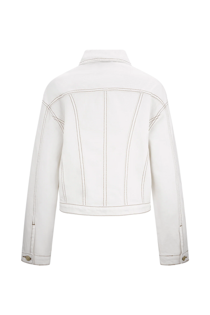 Kirra Cinched Denim Jacket White