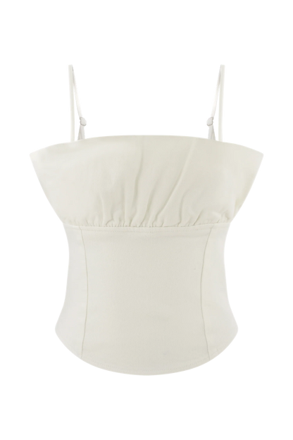 Cecilia Denim Frill Corset White