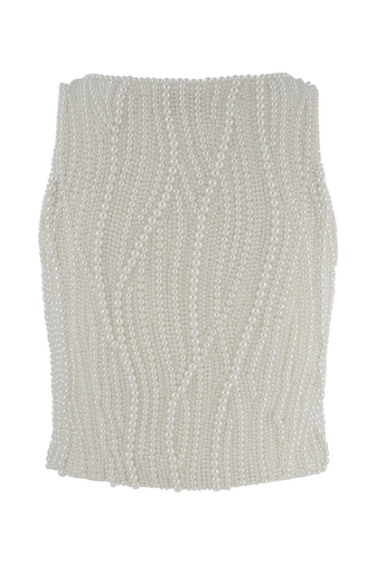 Kathia Pearl Hand Beaded Top White
