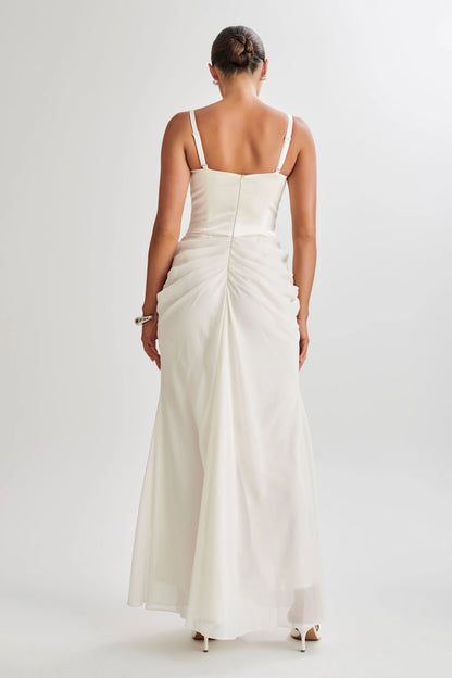 Leila Satin Corset Maxi Dress Ivory
