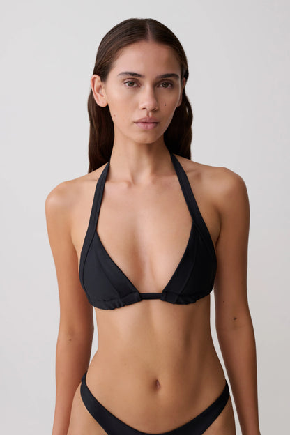 Fern Triangle Bikini Top Black