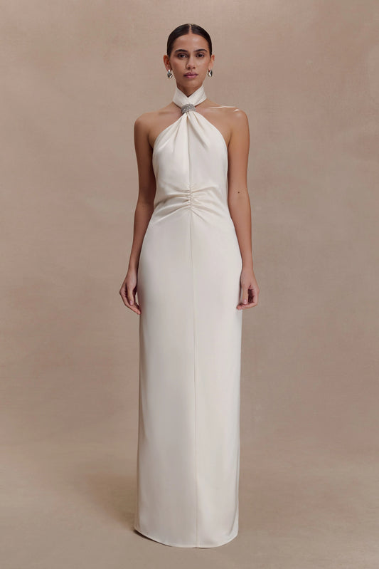 Freja Halter Maxi Dress With Hardware Blush Ivory