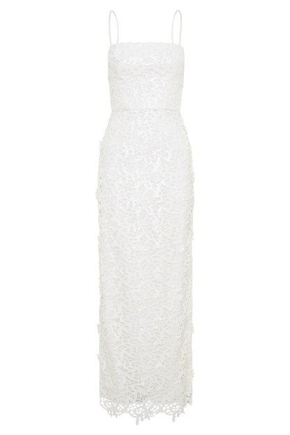 Josefa Sequin Lace Maxi Dress White