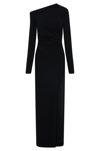 Thalyn Crepe Maxi Dress With Split Black