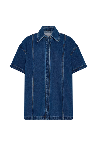 Maya Oversized Denim Shirt Dark Blue